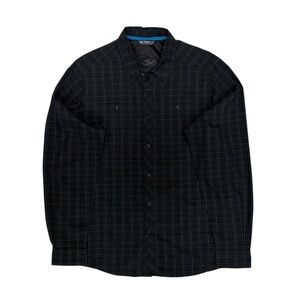 Arcteryx Shirt Mens Medium Black Riel Long Sleeve Button Down Outdoor Hike Camp